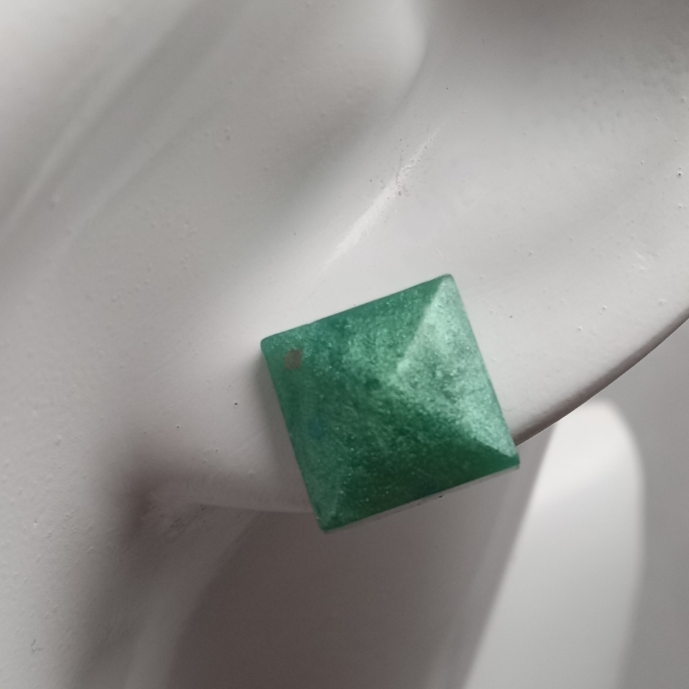 5/$25 Hand Crafted Green Pyramid Earrings